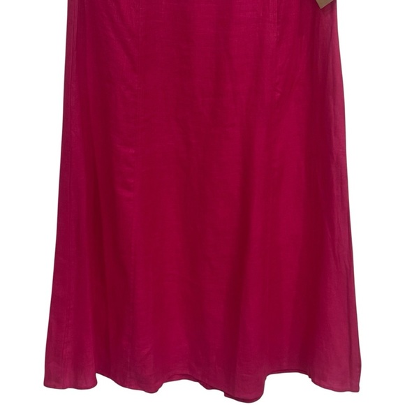 NEW J. Crew Bright Pink 100% Linen A-Line Midi Skirt Summer Comfort Women's 14 - Picture 4 of 9